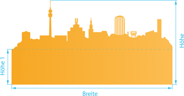Glasdekor für Fenster, Skyline Dortmund