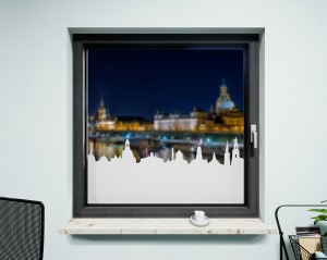 Glasdekor Skyline Dresden weiß matt