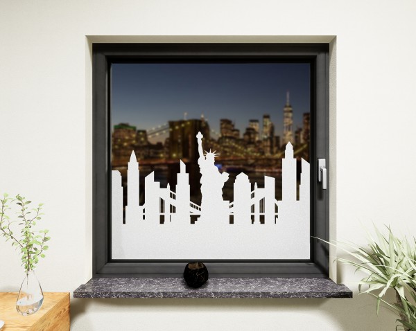 Glasdekor für Fenster, Skyline New York