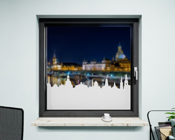 Glasdekor für Fenster, Skyline Dresden