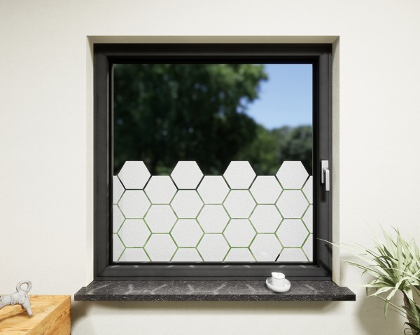 Glasdekor für Fenster, Waben