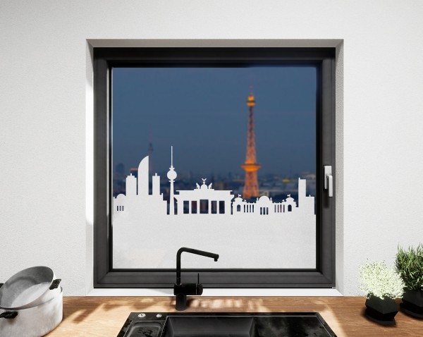 Glasdekor für Fenster, Skyline Berlin