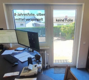 Vergleich Sonnenschutzfolie silber mittel