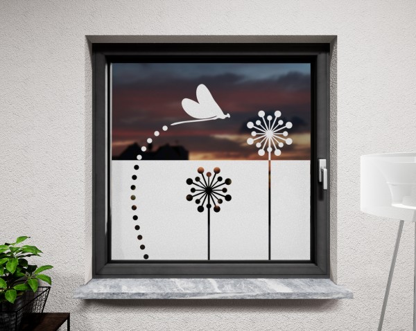 Glasdekor für Fenster, Pusteblume modern