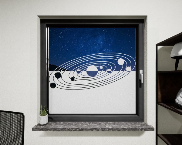 Glasdekor für Fenster, Sonnensystem