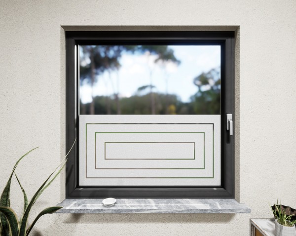 Glasdekor für Fenster, Quadrate ineinander