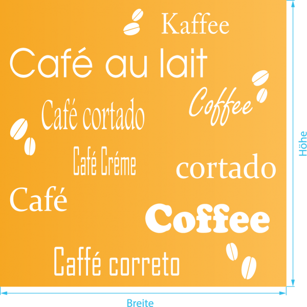 Glasdekor für Fenster, Schriftzug Kaffee