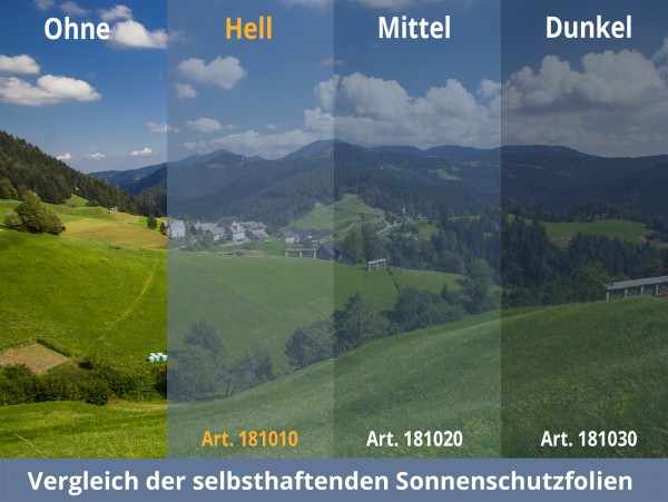 Sonnenschutzfolie, selbsthaftend, silber hell verspiegelt