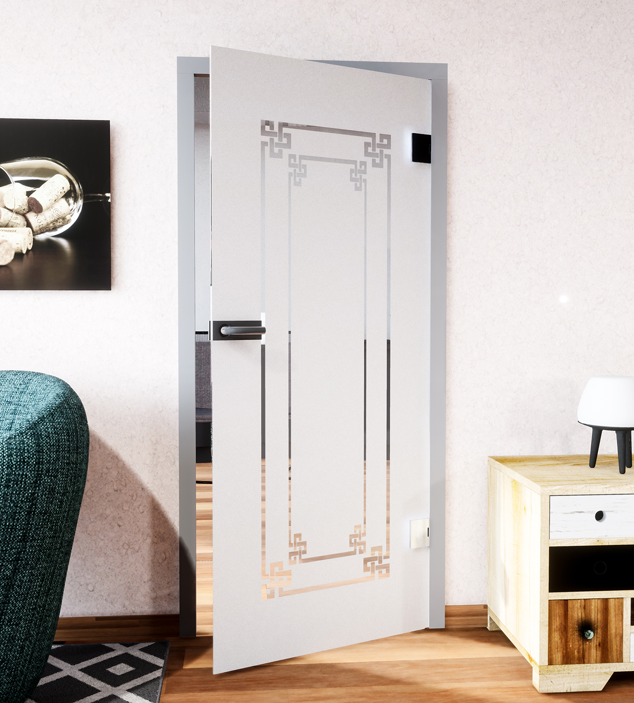 Glasdekor für Türen im Design Ornamentrahmen bestellen