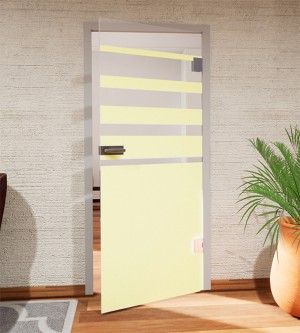 Glasdekor Sichtschutz mit Streifenverlauf pastell gelb matt