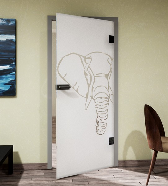 Glasdekor für Türen, Elefant