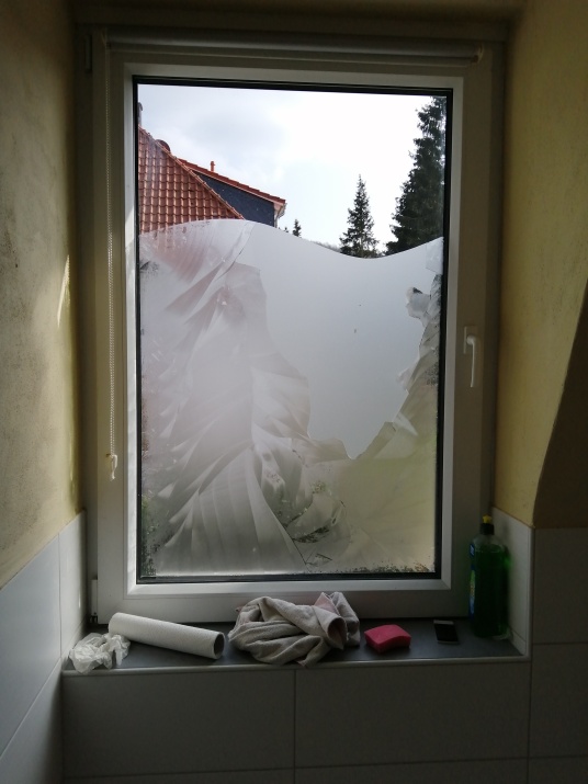 Fenster mit Ätzglasfolie fertig foliert