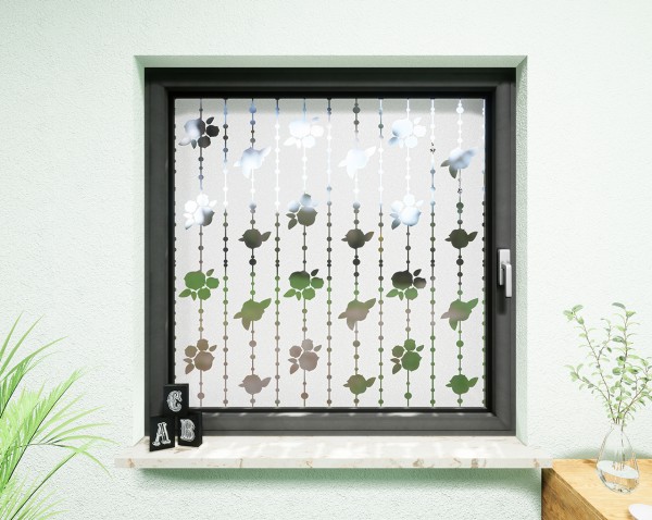 Glasdekor für Fenster, Rosenkugeln
