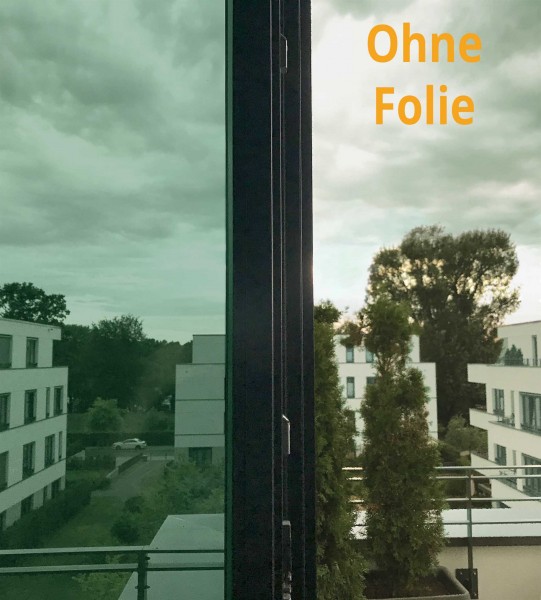 Vergleich von siber grün verspiegelt zu ohne Folie