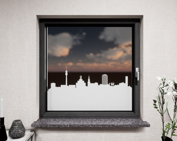 Glasdekor für Fenster, Skyline Dortmund