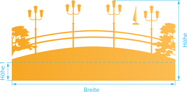 Glasdekor für Fenster, Flussbrücke
