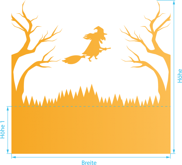 Glasdekor für Fenster, Hexe
