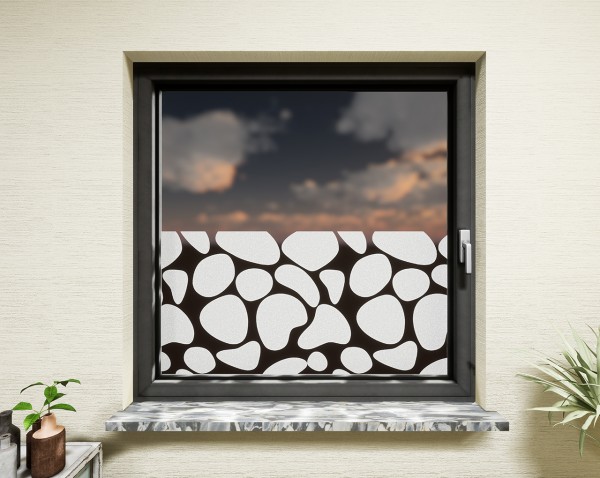 Glasdekor für Fenster, Kieselsteine
