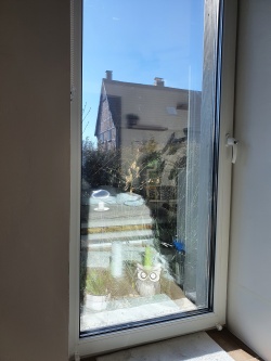 Einseitiger blickschutz mit Spiegelfolie in silber dunkel