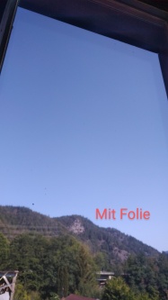 Mit Spionspiegelfolie foliertes Fenster mit bezaubernder Aussicht