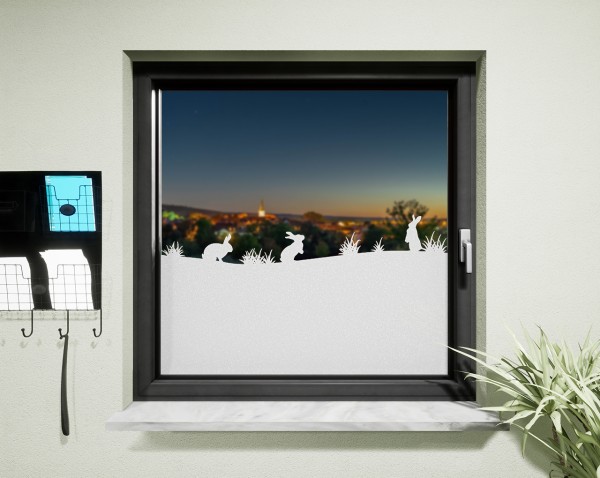 Glasdekor für Fenster, Hasen