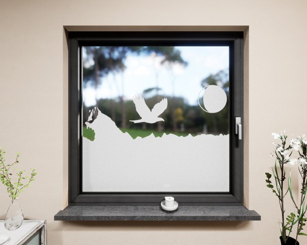 Glasdekor für Fenster, Berge