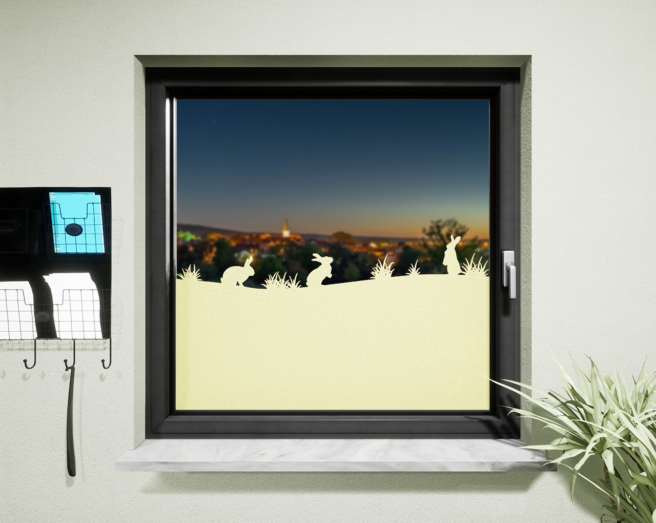 Glasdekor für Fenster - Hasen, Crème (213085)