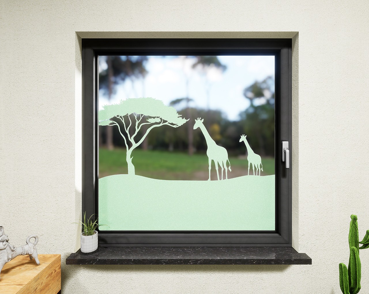 Glasdekor für Fenster - Savanne, Mint (213100)