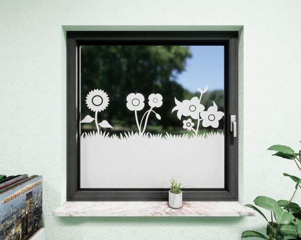 Glasdekor für Fenster, Blumenwiese