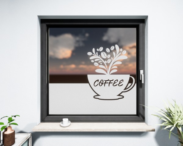 Glasdekor für Fenster, Kaffeetasse