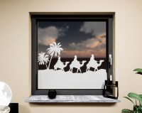 Glasdekor für Fenster, Karawane Kamele