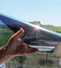 Sonnenschutzfolie, selbsthaftend, silber dunkel verspiegelt