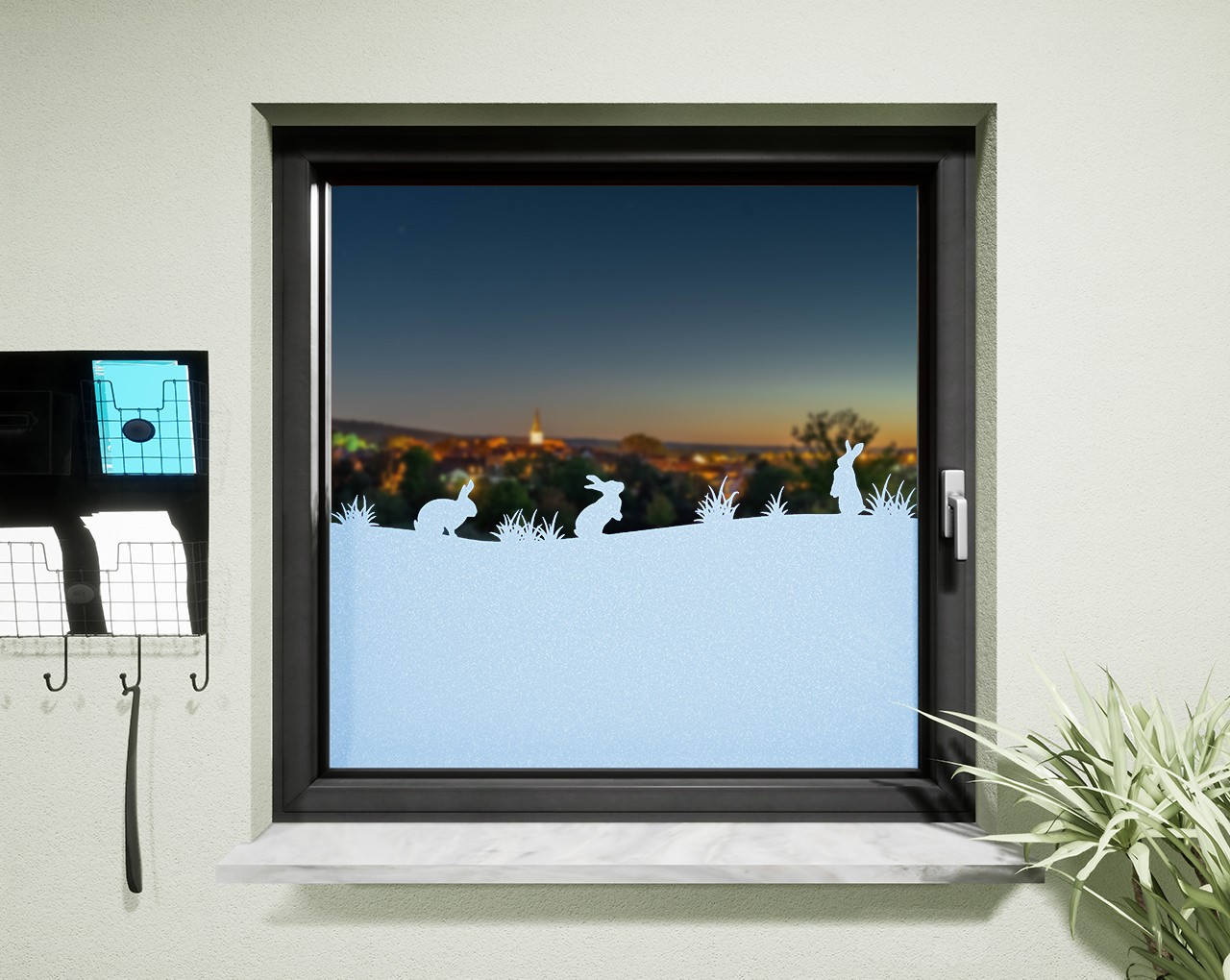 Glasdekor für Fenster - Hasen, Bleu (213095)