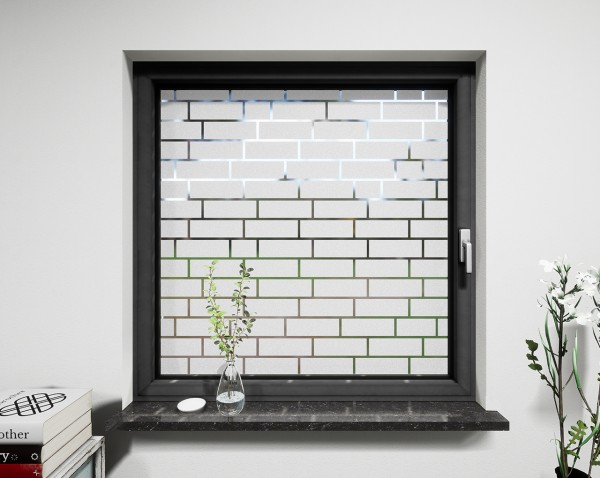 Glasdekor für Fenster, Ziegelsteinmauer