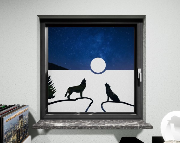 Glasdekor für Fenster, Wölfe