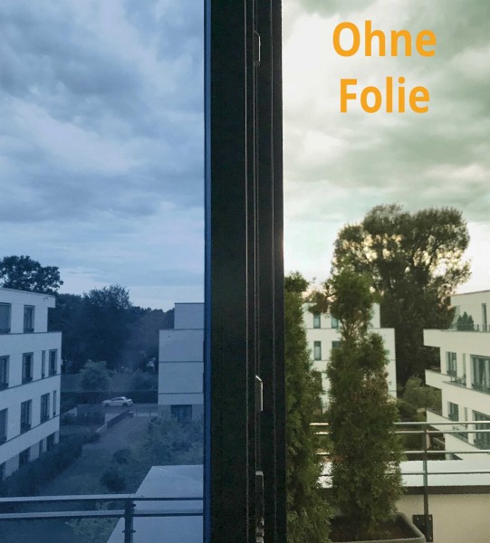 Vergleich der Tönung silber blau zu ohne Folie