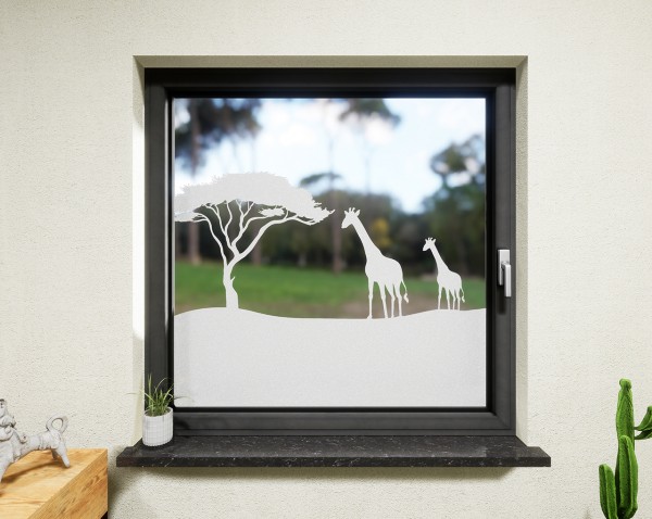 Glasdekor für Fenster, Savanne
