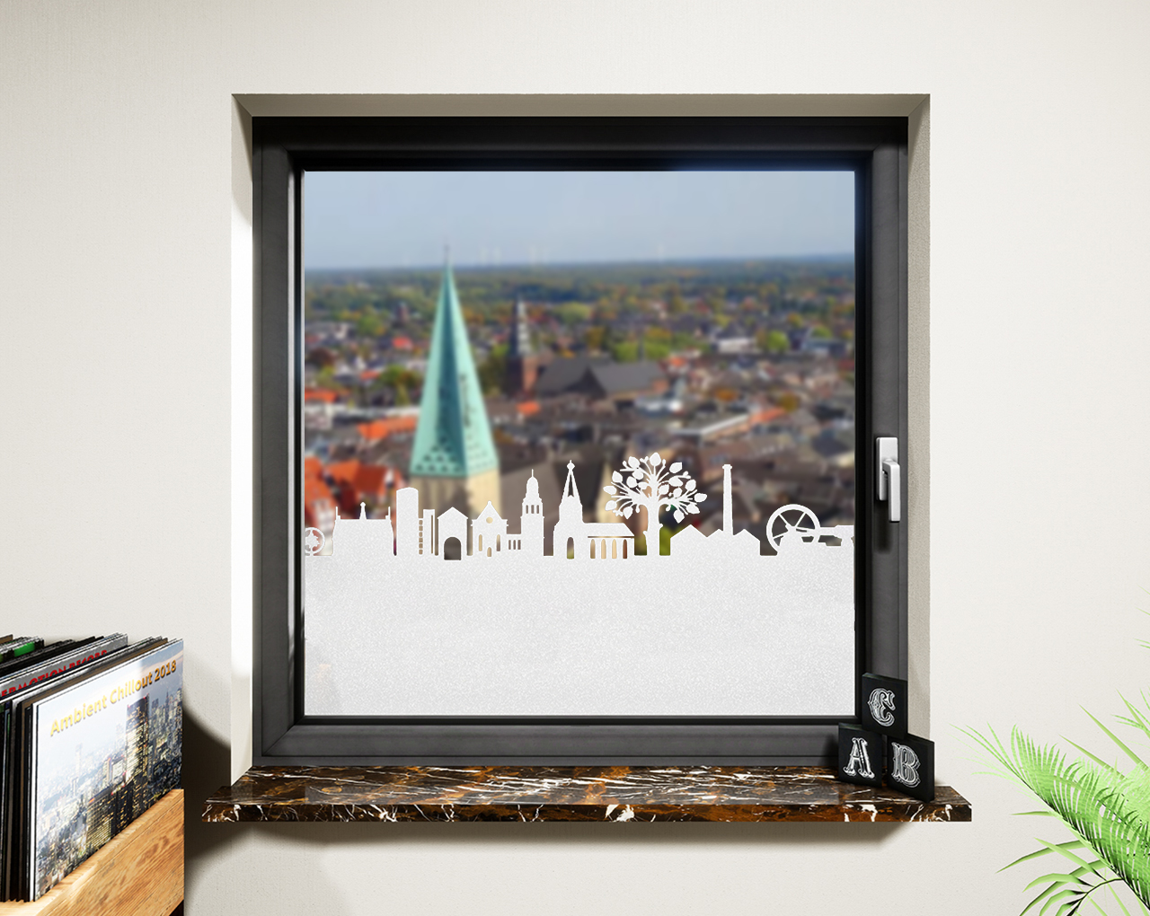 Glasdekor & Fensterdekor im Design Skyline Bocholt